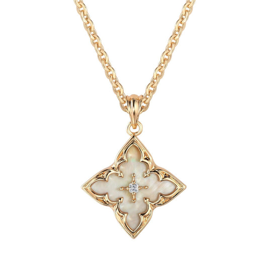 Blue Clover Pendant Necklace | Gold