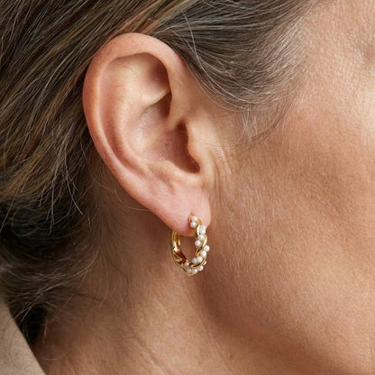 Twirled Pearl Hoop Earrings